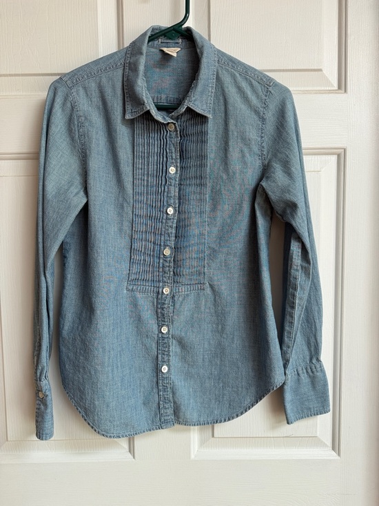J. Crew Tops - J. Crew Chambray Pintuck Front Button-Down in Light Blue